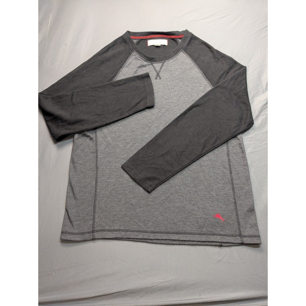 Tommy Bahama Shirt Mens Large Gray Raglan Long Sleeve Crewneck Marlin Logo